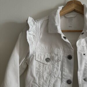 GAP Kids White Denim Jacket with Ruffle Detailing